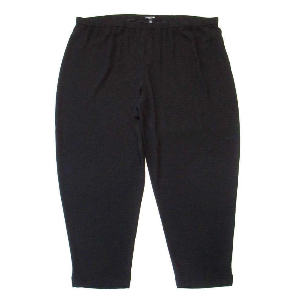NWT Eileen Fisher System Silk Georgette in Black Side Slit Slouchy Taper Pant 3X
